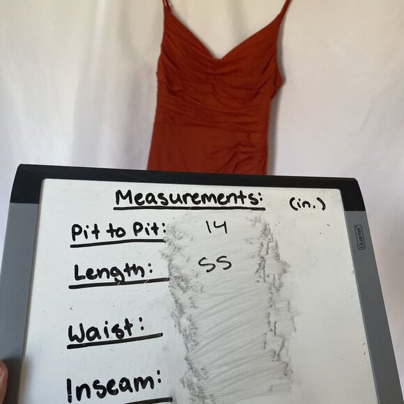 Azazie Deandra A4 Rust Orange Maxi Dress With Ruched Bodice & Spaghetti Straps - Picture 6 of 9